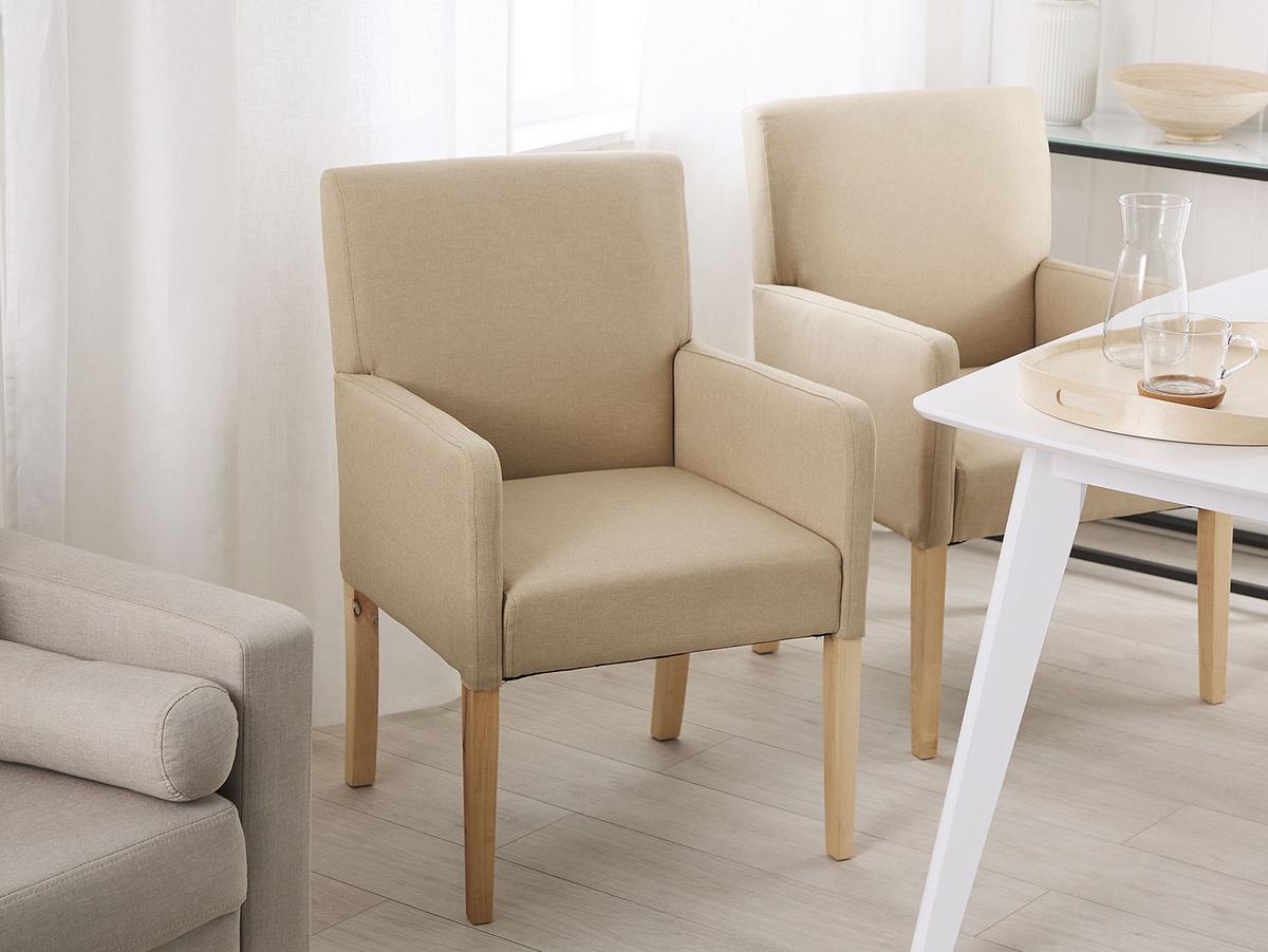 ESSZIMMERSTUHL Polsterbezug Beige Rockefeller - Beige, Holz/Textil (58/89/60cm) - Beliani