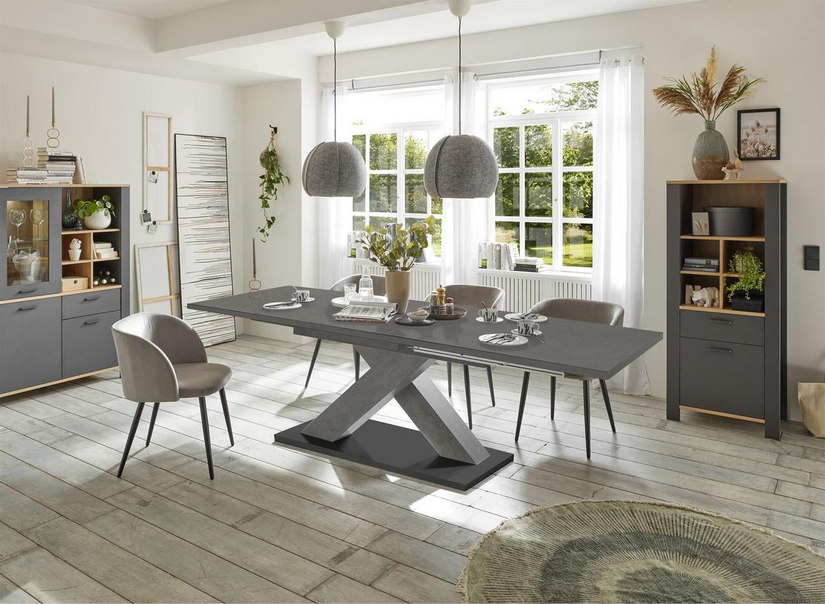 ESSTISCH ausziehbar Elene 180x90x76 Graphit - Grau, Holzwerkstoff (180/90/76cm) - 58aufmkessel