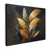 LEINWANDBILD Golden Leaf Komposition - Botanical Luxury Wandbild 40x30 cm - Goldfarben/Schwarz, Textil (40/30cm) - MuchoWow