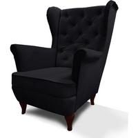CHESTERFIELD-SESSEL Falco schwarz mit Holzbeinen - Wengefarben/Schwarz, Holz/Textil (82/102/92cm) - Beautysofa