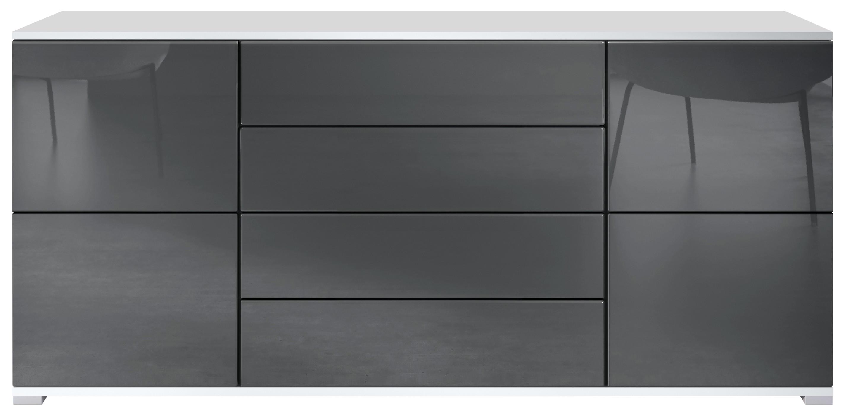 SIDEBOARD Rova Grau Hochglanz - Grau, Holzwerkstoff (166.5/75.5/35cm) - Vladon