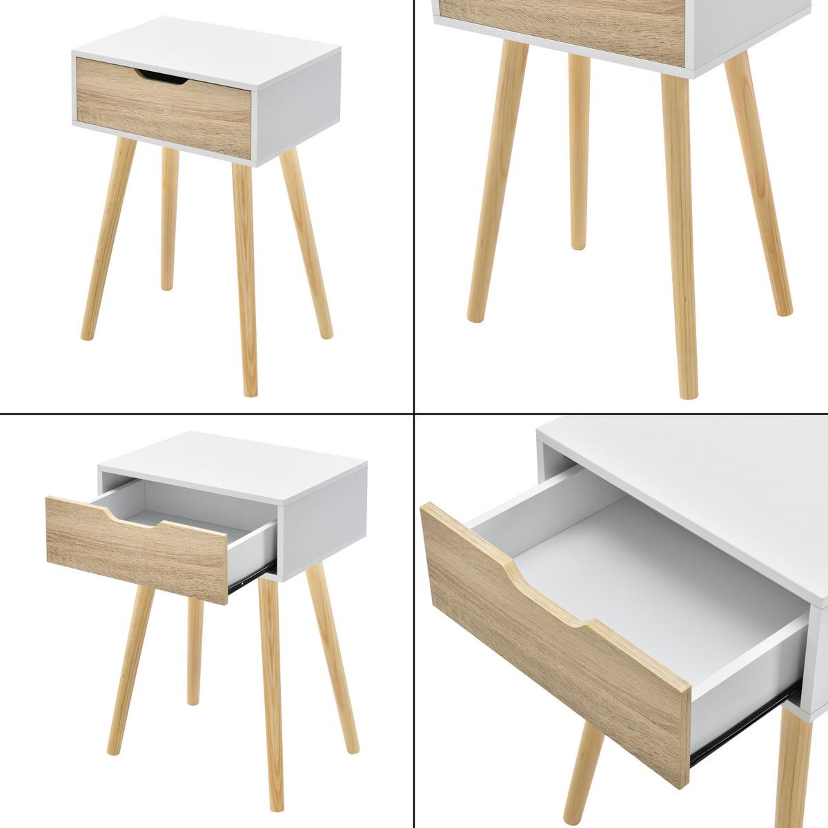 BEISTELLTISCH-SET 2 TLG. Östersund - Eichefarben/Weiß, Holz/Holzwerkstoff (29.5/40/60cm) - [en.casa]