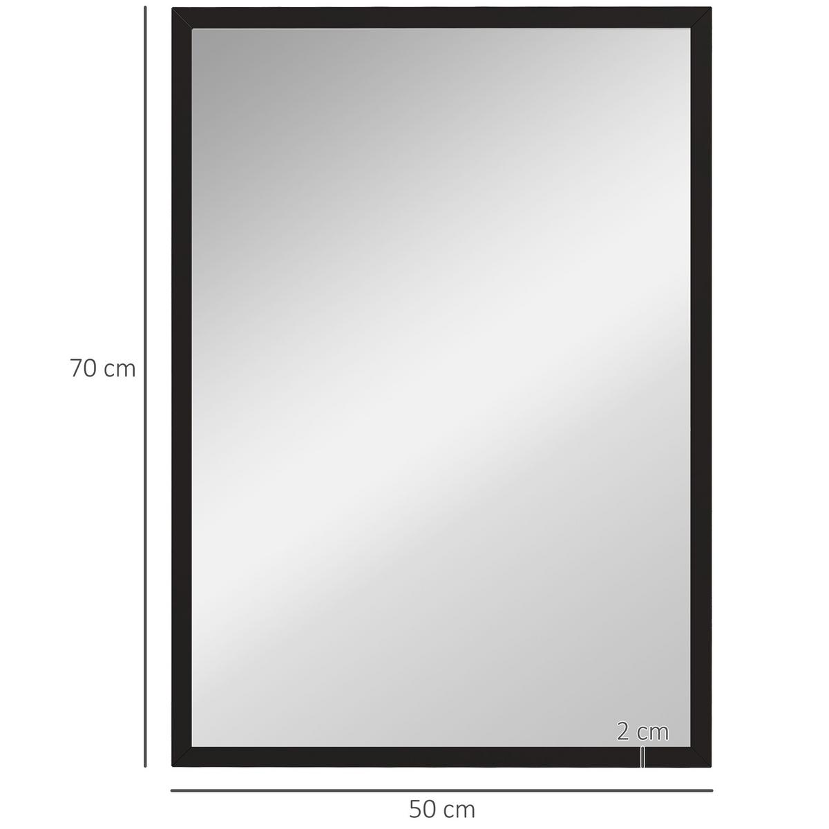 WANDSPIEGEL MDF Glas Schwarz - Schwarz, Holzwerkstoff (2/70/50cm) - HOMCOM