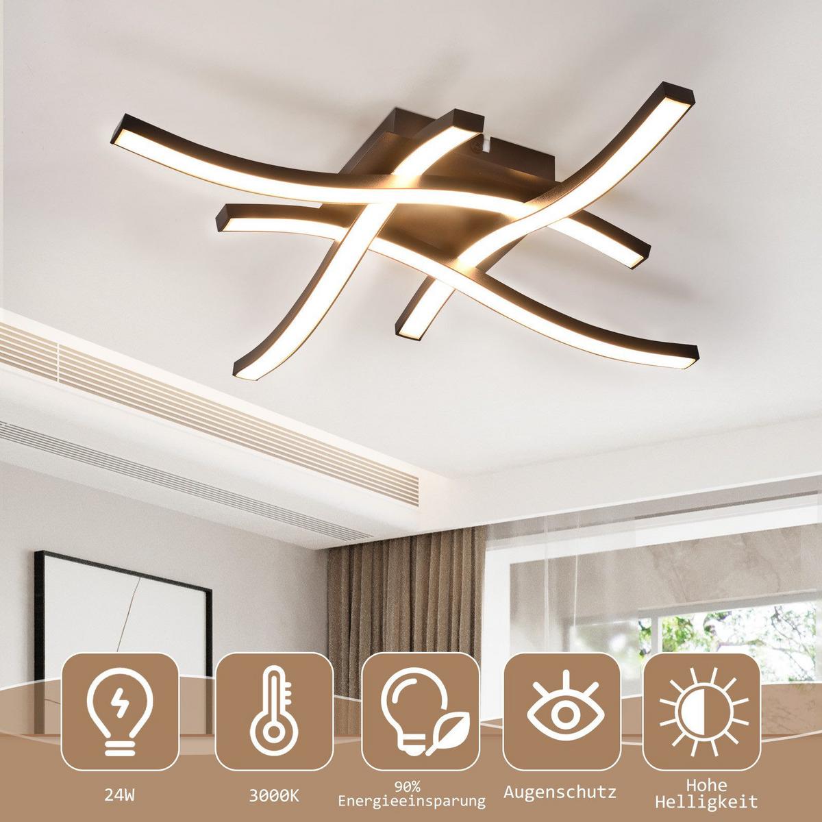 LED-DECKENLEUCHTE Fulbright 42.5/42.5/7 cm - Schwarz, Metall (42.5/42.5/7cm) - Nettlife