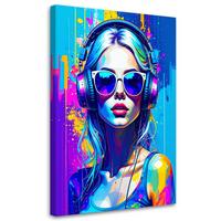 LEINWANDBILD Abstrakt bunte Frau mit Brille 60x90cm - Multicolor, Textil (60/90cm) - Feeby