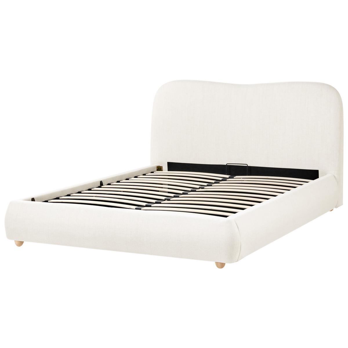 BETT mit Stauraum 140/200 cm Stoff Cremeweiß Blagnac - Creme, Textil (140/200cm) - Beliani