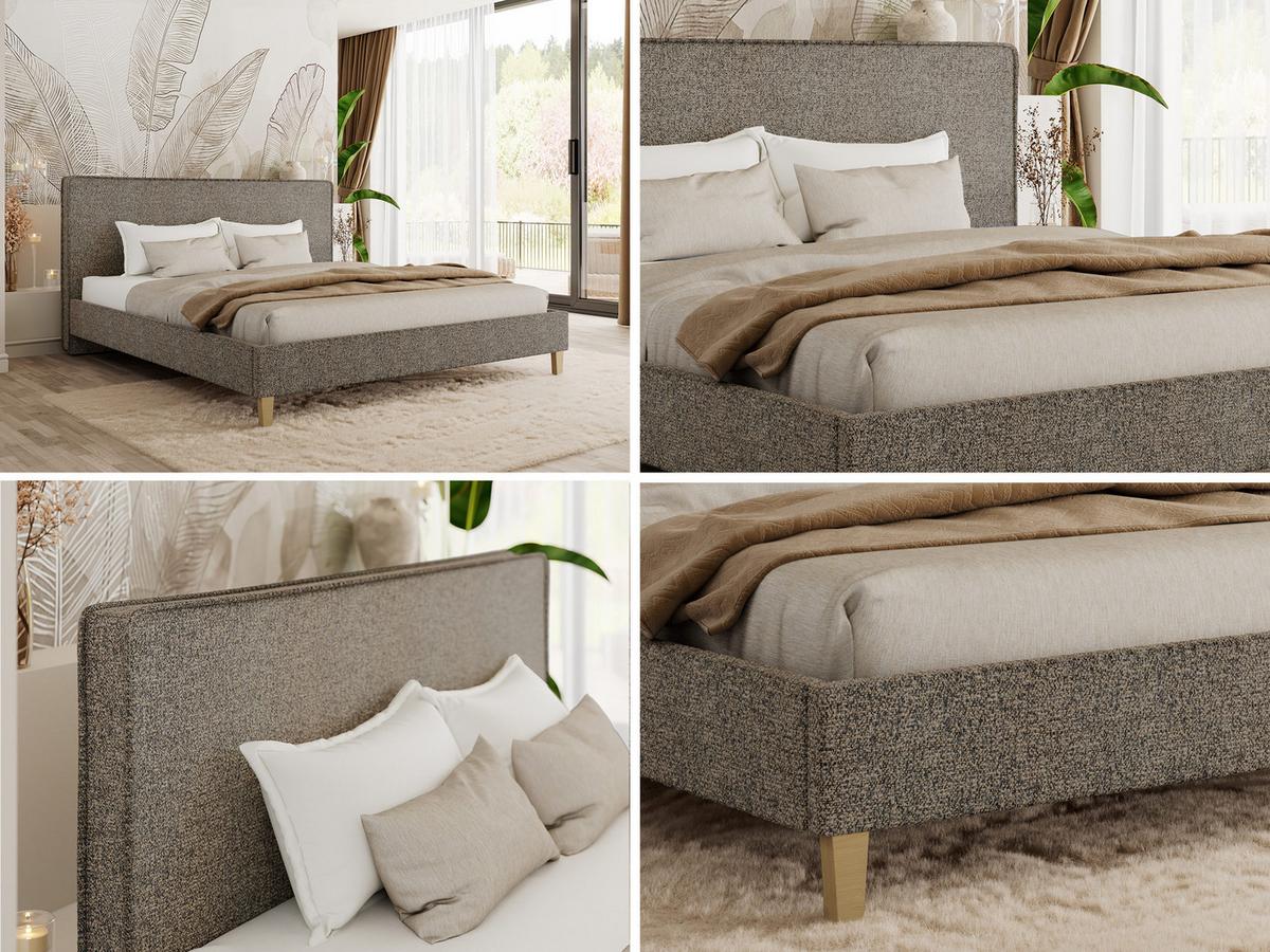POLSTERBETT LUMARO CLASSIC 140/200 - Grau Stukture - ohne Matratze - Kernbuche/Grau, Holz/Textil (140/200cm) - MKS