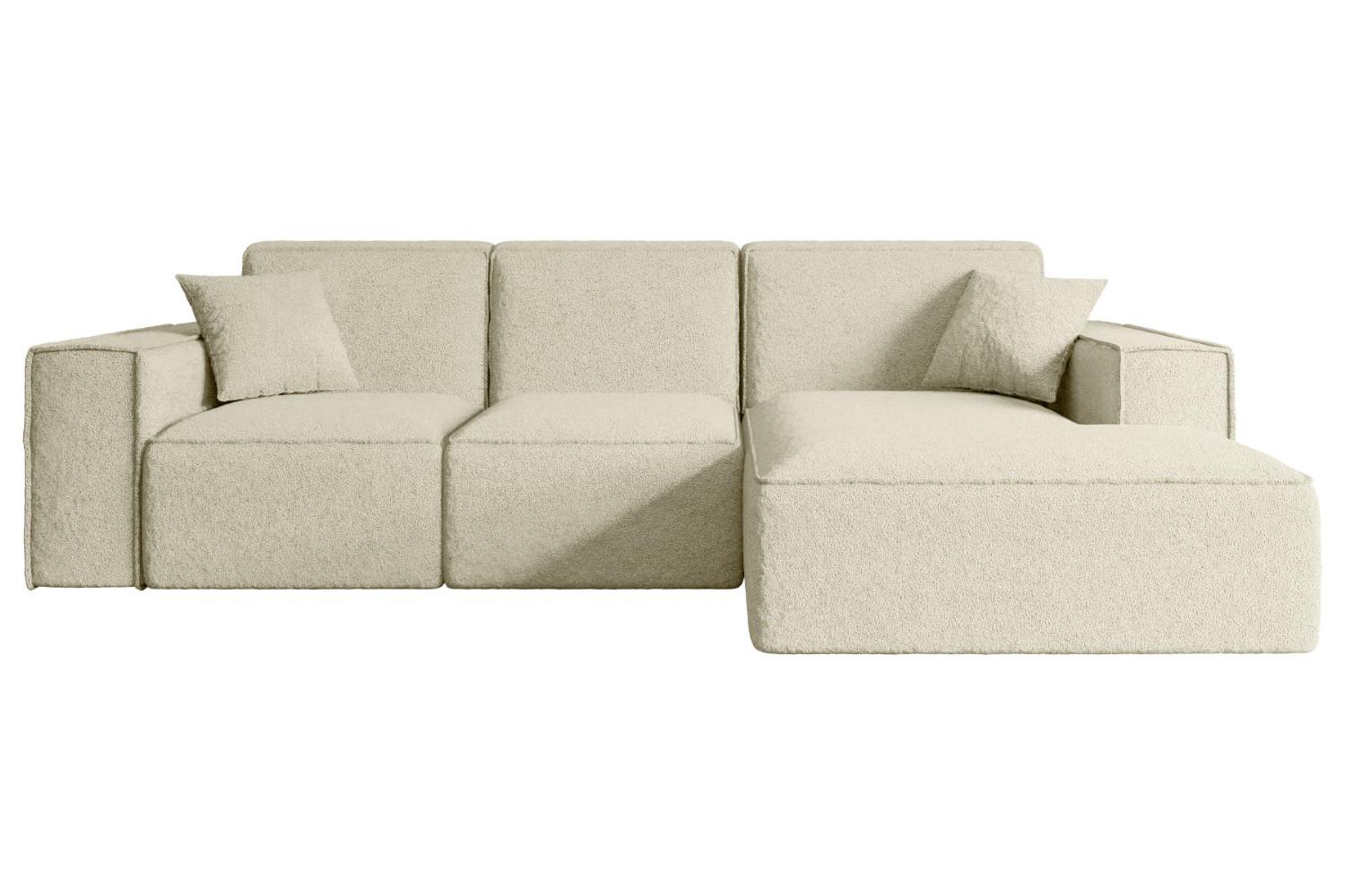 ECKSOFA Ottomane Rechts SERRA-L - 266x169x80 cm Beige Bouclé - Beige/Schwarz, Holzwerkstoff/Kunststoff (266/169cm) - ALTDECOR