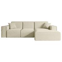 ECKSOFA Ottomane Rechts SERRA-L - 266x169x80 cm Beige Bouclé - Beige/Schwarz, Holzwerkstoff/Kunststoff (266/169cm) - ALTDECOR