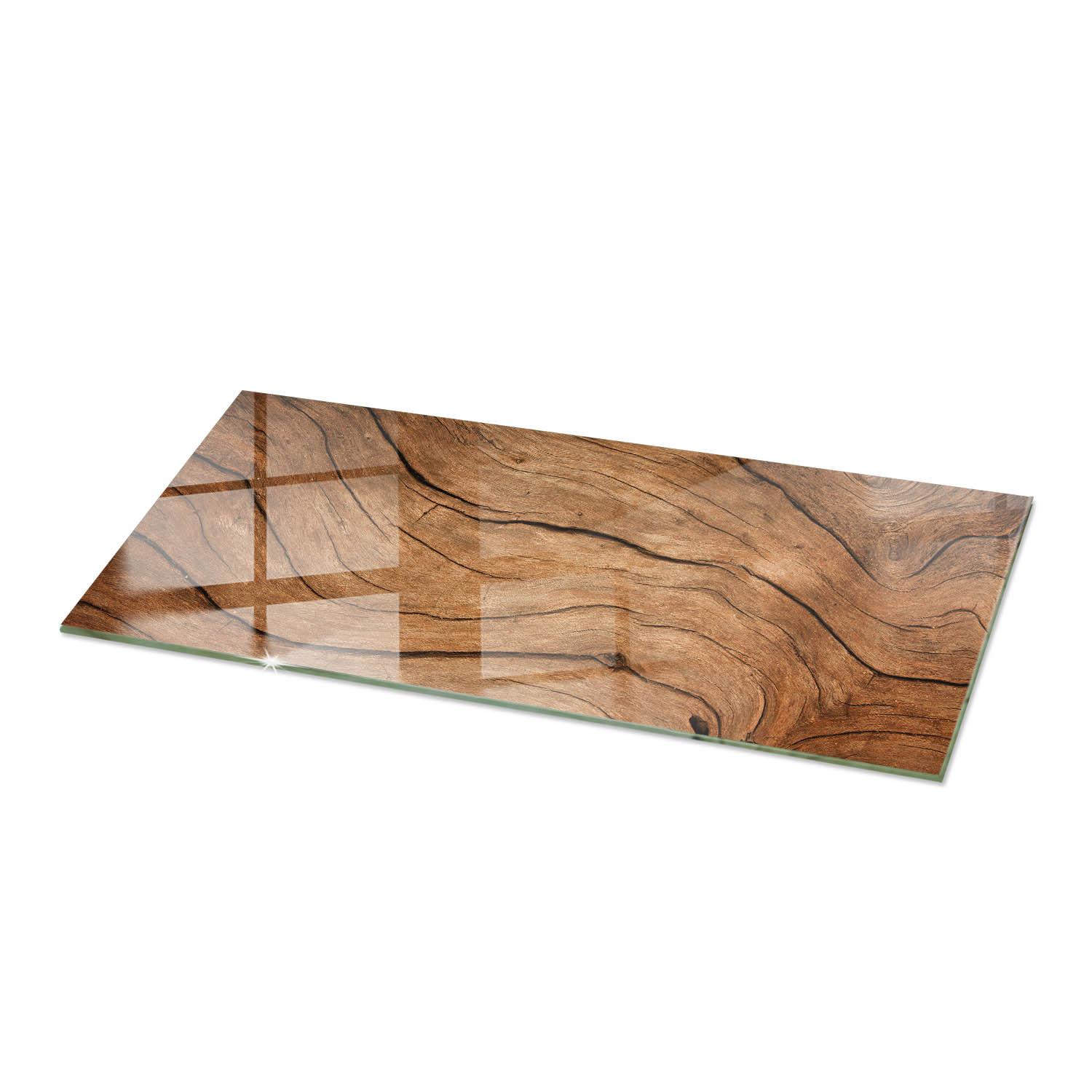 TISCHPLATTE 125x50 cm Natürliche Holzmaserung - Braun, Glas (0.4/125/50cm) - TULUP