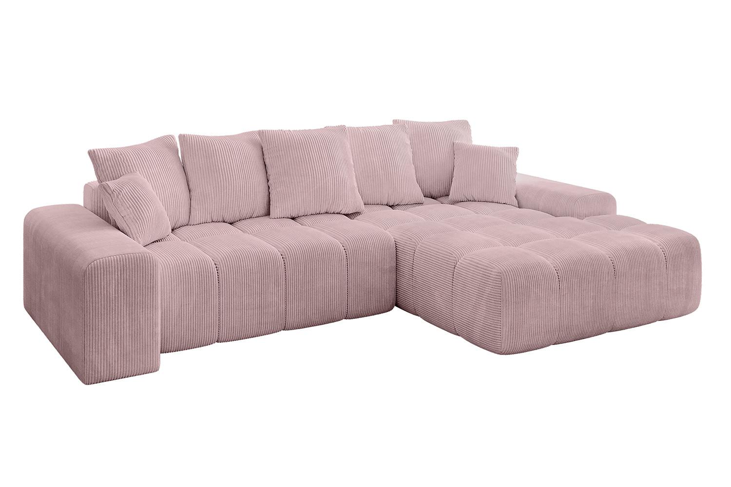 ECKSOFA Ottomane Rechts ENSI-L - 267x164x69 cm Rosa - Rosa, Holzwerkstoff/Kunststoff (164/267cm) - ALTDECOR