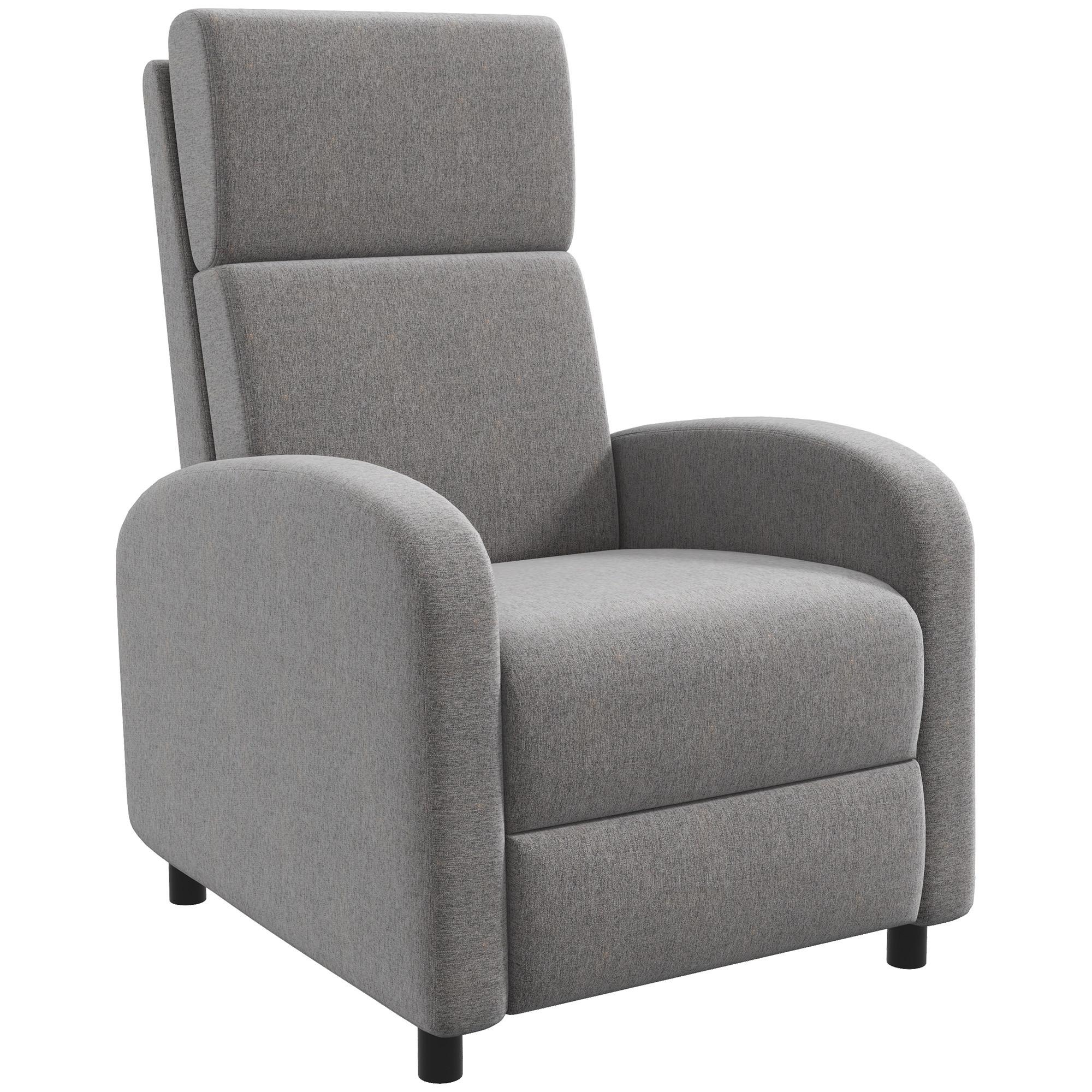 RELAXSESSEL gepolstert Fernsehsessel mit Liegefunktion bis 120 kg Belastbar Grau - Schwarz/Grau, Kunststoff/Textil (64/102/86cm) - HOMCOM