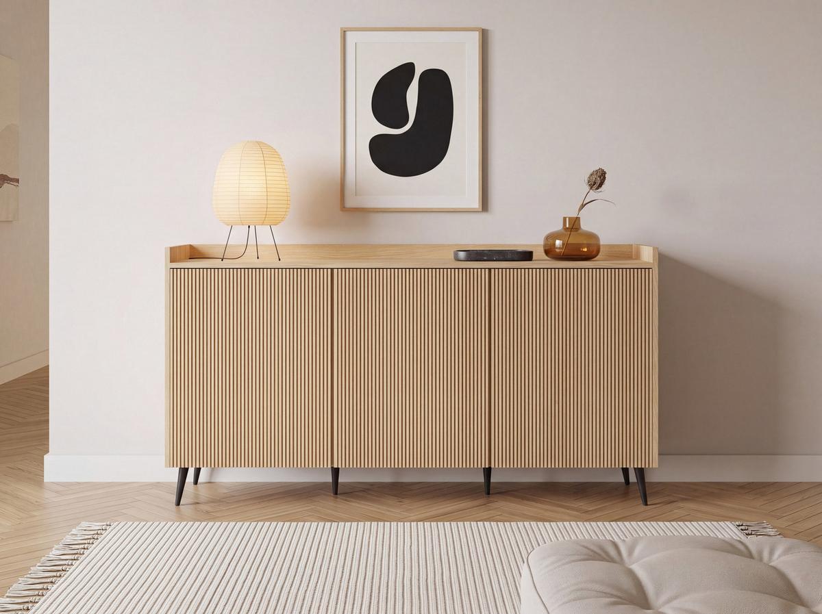 SIDEBOARD Arysa in Frühlings-Eiche Hellbraun 92/150/41 cm - Eichefarben/Schwarz, Holzwerkstoff/Metall (150/92/41cm) - WFL GROUP