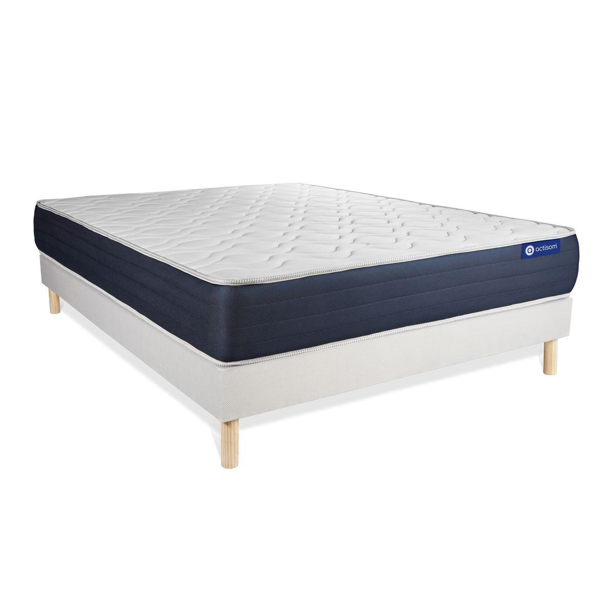 BETT Actimemo sleep Memory-Schaum 140 x 190 cm h1 - Kit Bettgestell Weiß - Beige/Weiß, Karton/Holz (140/190cm) - ACTISOM