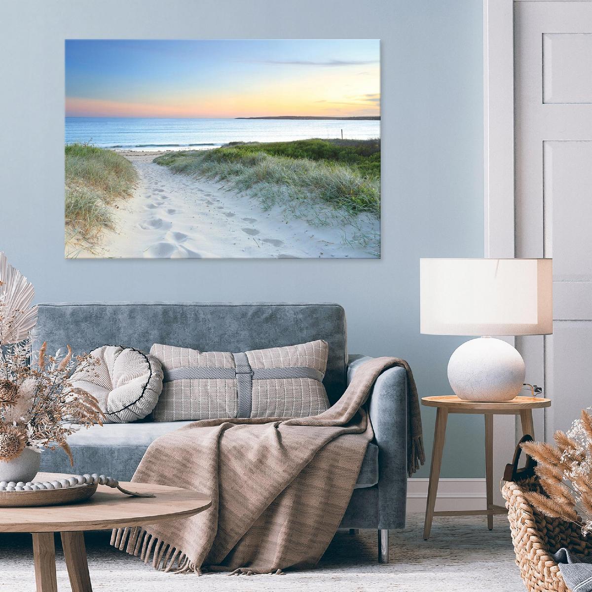LEINWANDBILDER Strand Meer Natur 100x70 - Multicolor, Holzwerkstoff (100/70cm) - Wallarena