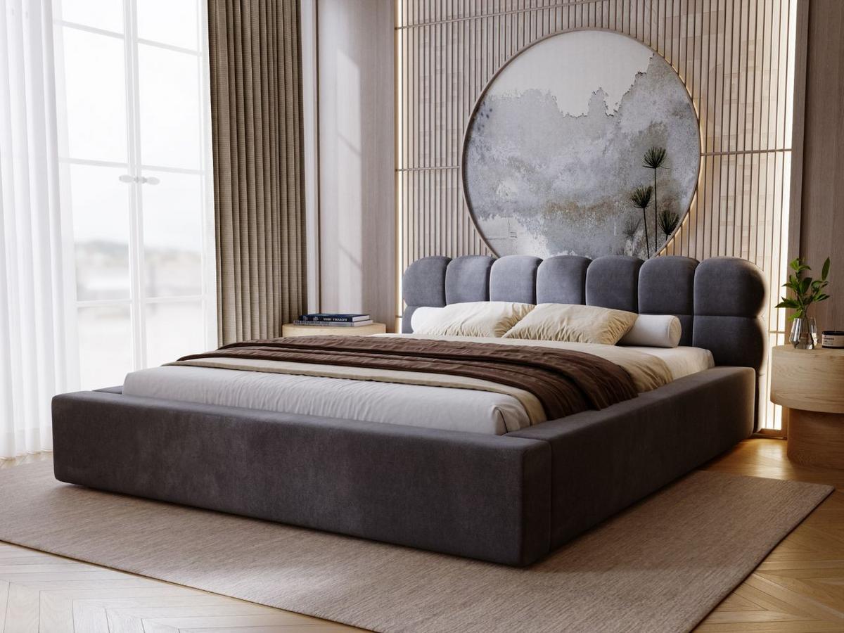 POLSTERBETT Plaza 180x200 Dunkelgrau - Dunkelgrau/Naturfarben, Holz/Kunststoff (180/200cm) - Graingold