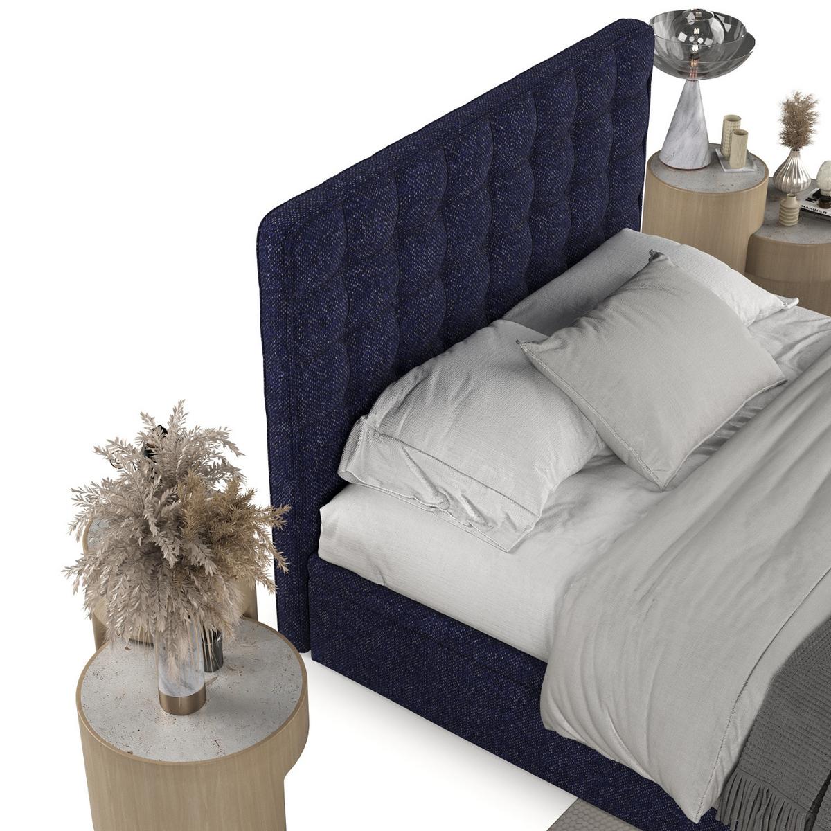POLSTERBETT Celestia mit Stauraum 160/200 cm Marineblau im Alta Stoff - Schwarz/Dunkelblau, Holz/Holzwerkstoff (160/200cm) - AltaBeds