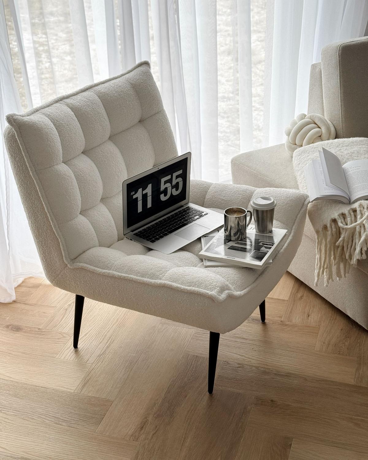 SESSEL Weiß Alvesta - Schwarz/Weiß, Textil (73/92/79cm) - Beliani