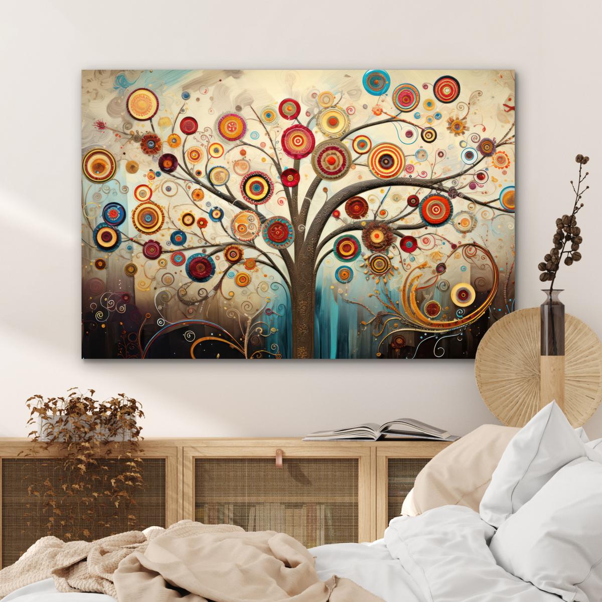 METALLBILD Baum - Baum des Lebens - Farbe Deko Groß 120x80 cm - Braun, Metall (120/80cm) - MuchoWow