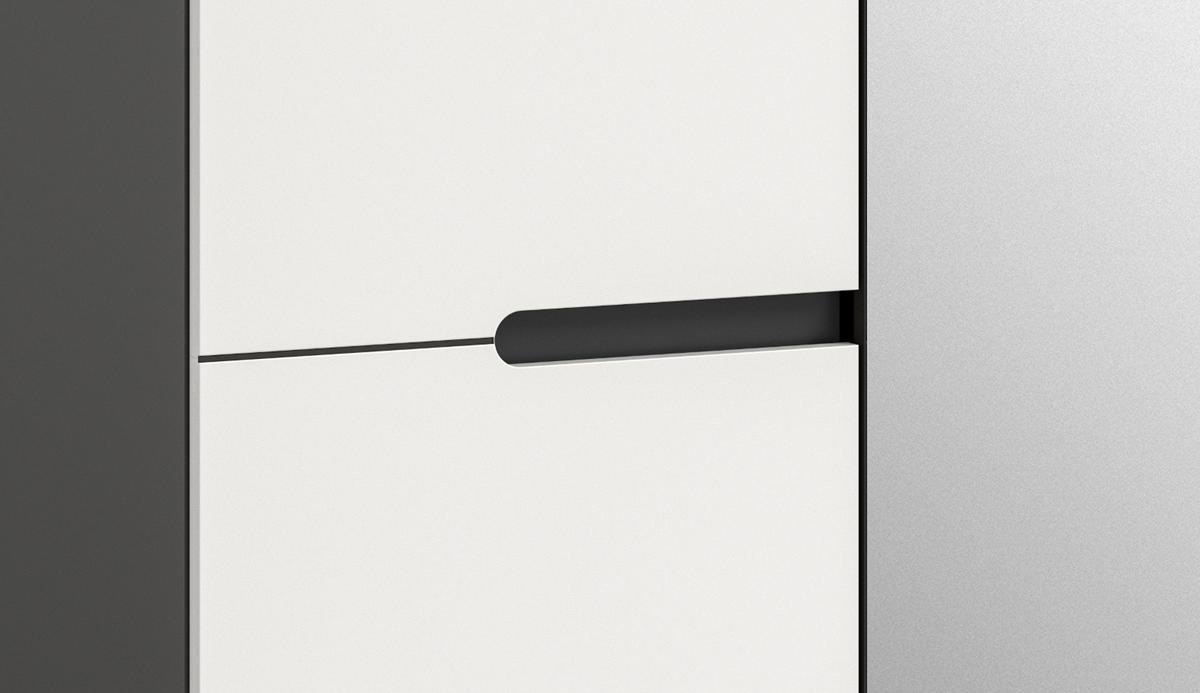GARDEROBEN-SET 6-teilig in weiß, grau 255 cm, Komplettset mit Soft-Close, Cooper - Schwarz/Weiß, Glas/Holzwerkstoff (255/190/37cm) - Inn.Furn