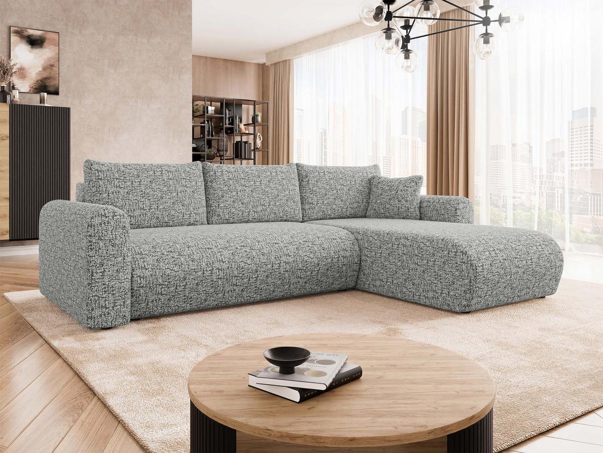 ECKSOFA Eliwo - Alufarben/Schwarz, Holz/Textil (252/158cm) - MIRJAN24