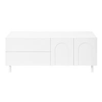 COUCHTISCH Weiß Rechteckig mit 2 Schubladen & Bogen-Türen - Weiß, Holzwerkstoff (50/100/39.5cm) - Urban Meuble