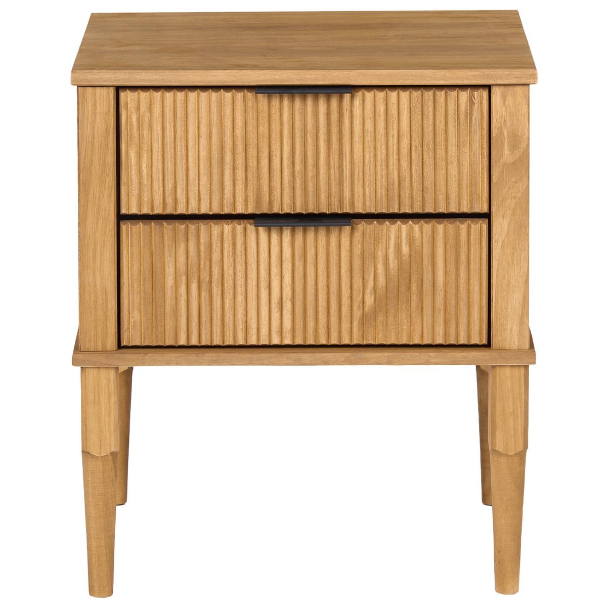 NACHTTISCH mit 2 Schubladen Kiefernholz Hellbraun Tauriac - Hellbraun/Braun, Holz - Beliani