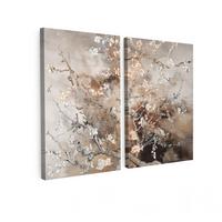 LEINWANDBILD 2er Set Mandelblüte - Abstrakt - Beige 120x90 cm - Beige, Textil (120/90cm) - MuchoWow