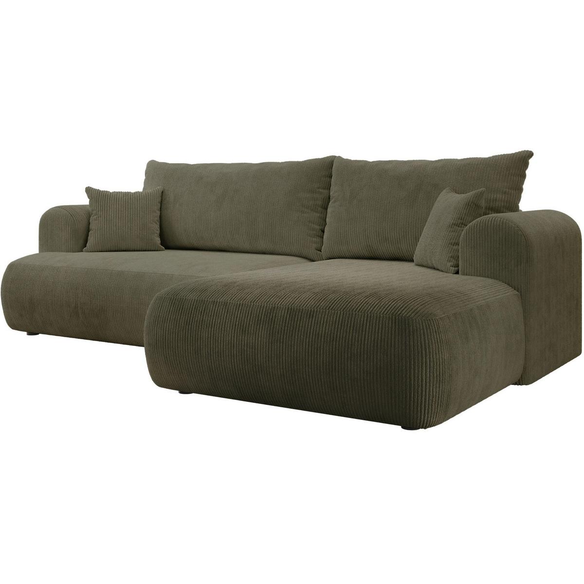 ECKSOFA Ovo Cord mit Cordbezug Olivgrün, rechts - Schwarz/Olivgrün, Textil (165/260cm) - Selsey