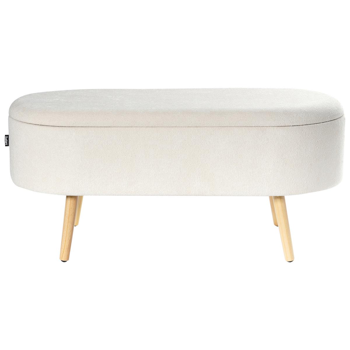 POLSTERBANK Cremeweiß Oklahoma - Creme/Braun, Naturmaterialien (100/46/37cm) - Beliani