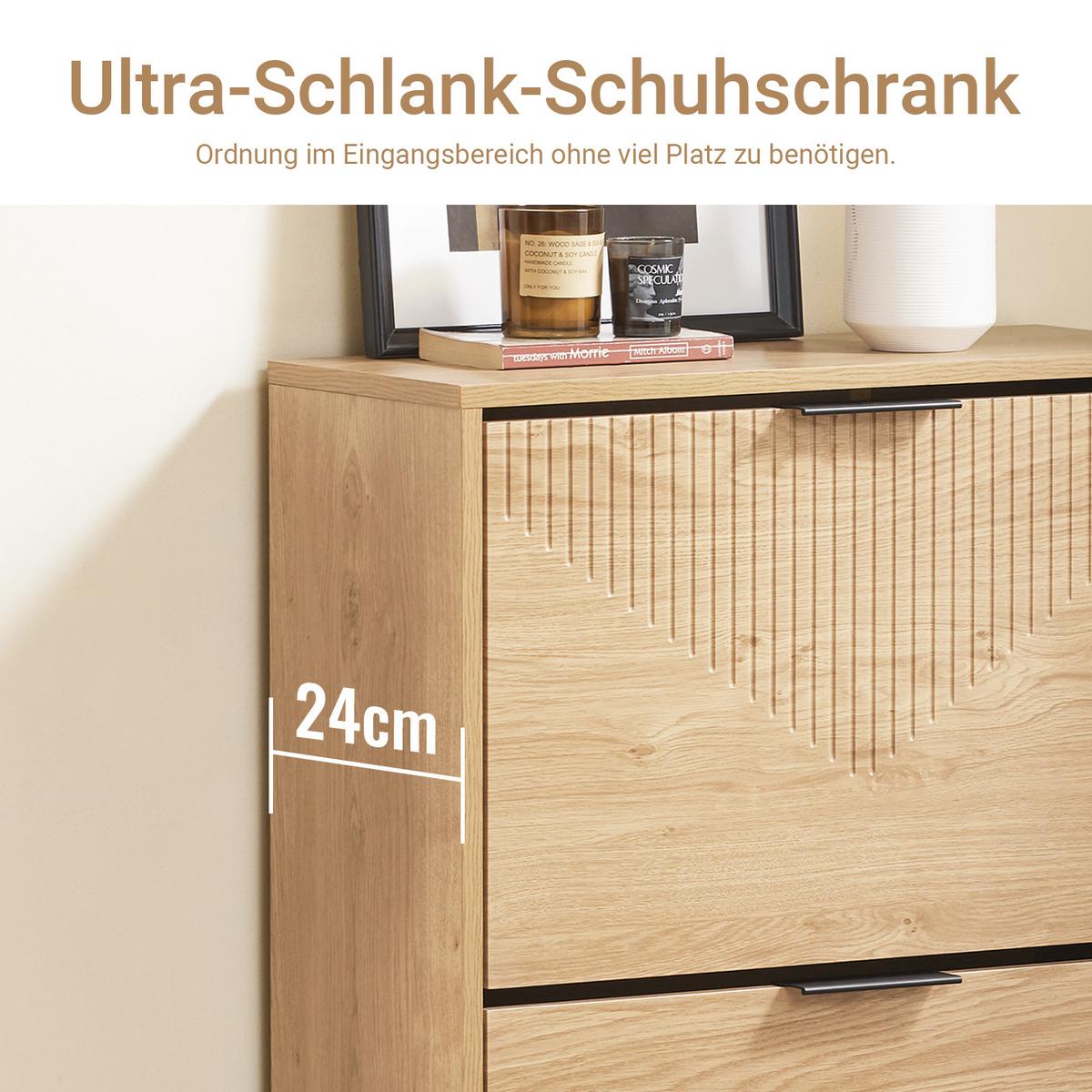 SCHUHSCHRANK Schmal Natur - Naturfarben, Holzwerkstoff (60/83/24cm) - SoBuy
