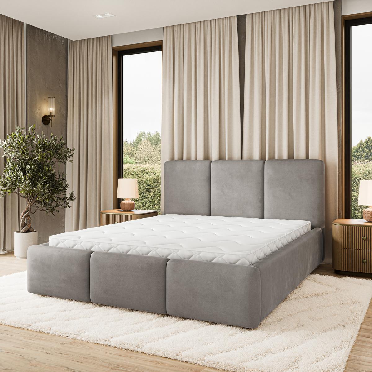 POLSTERBETT MORENA MGV 140x200 cm mit Bettkästen - Grau - Grau, Holz (140/200cm) - MASSENO