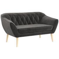 SOFA Pirs 2 Sitzer Velvet Grau - Braun/Grau, Holz/Textil (140/75/74cm) - MKS