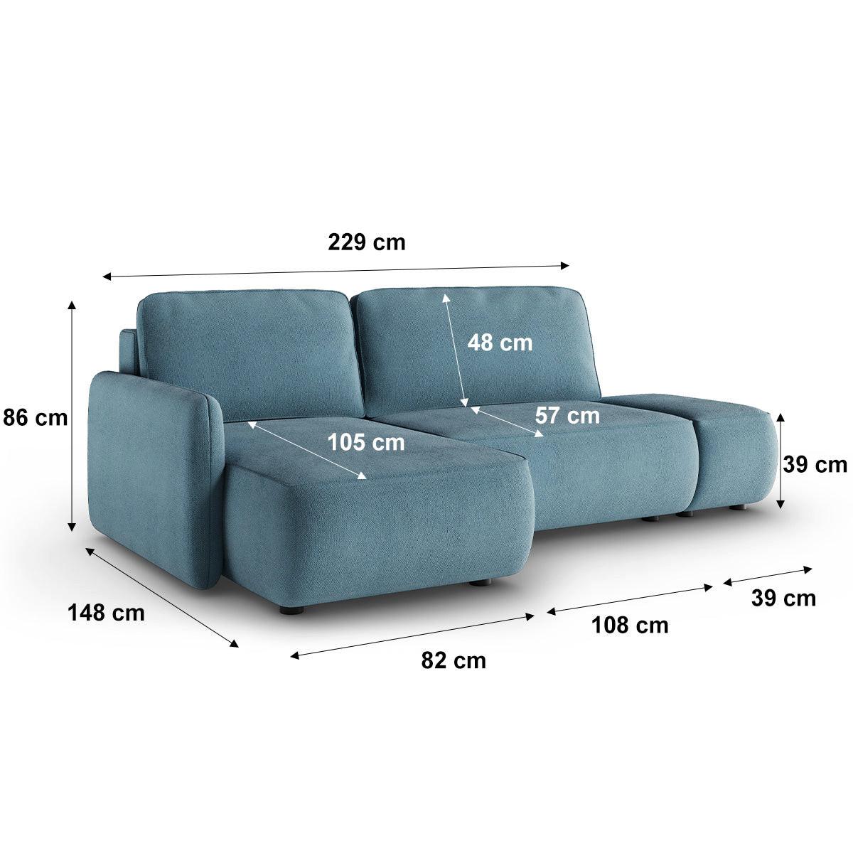 ECKSOFA Alessio 3 Sitzplätze Hellblau - Blau, Holz (229/148cm) - Petits-meubles