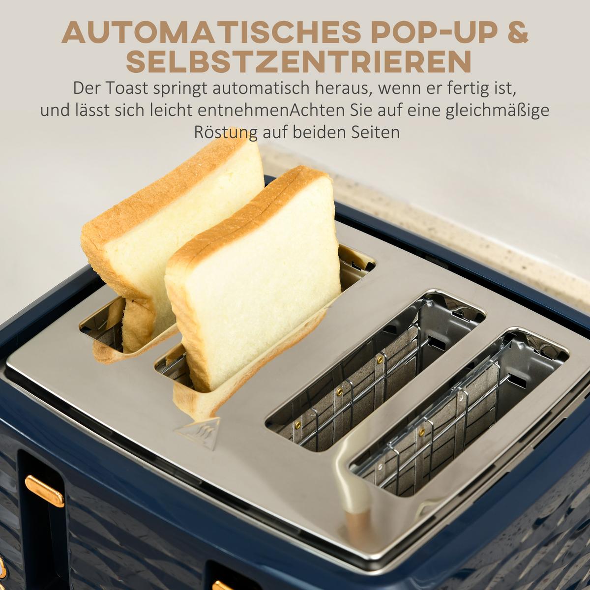 KOCHER-TOASTER-SET 2er Set Kunststoff Stahl Blau - Blau, Kunststoff (19.5/23.2/24.1cm) - HOMCOM