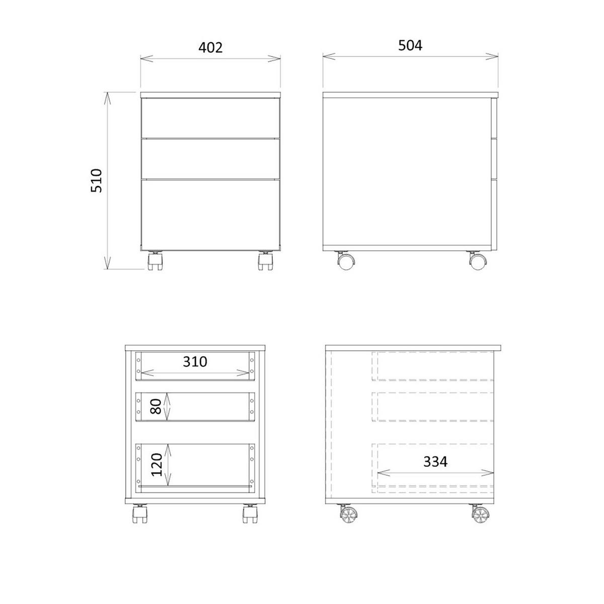 ROLLCONTAINER Largo mit 3 Schubladen, Push-to-Open, 40 cm, Kaschmir - Kaschmir, Holzwerkstoff (40/51/50cm) - Beautysofa