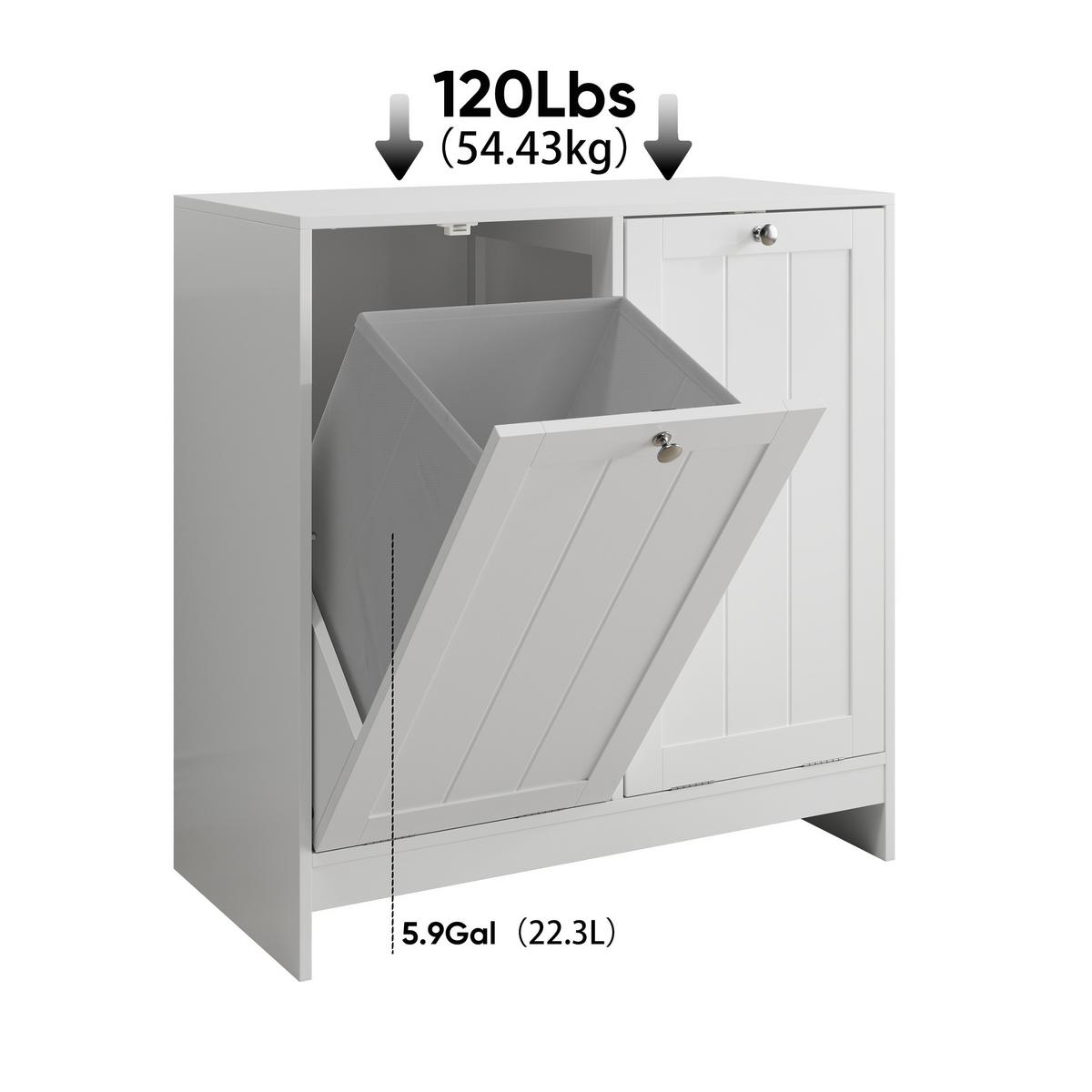 BADEZIMMERSCHRANK Kippbar Weiß mit 2 Fächern & Herausnehmbaren Körben - Weiß, Holzwerkstoff (66/68/33cm) - Urban Meuble