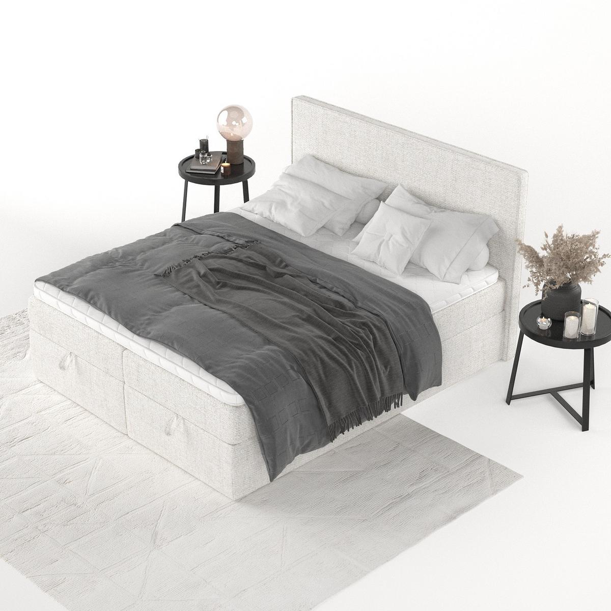 BOXBETT Velma 180/200 cm Creme im Neve Stoff - Creme/Schwarz, Holz/Holzwerkstoff (180/200cm) - AltaBeds