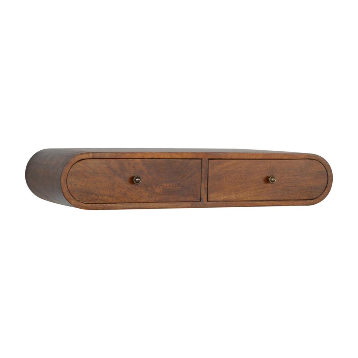 SCHWEBENDE KONZOLE im Kastanienholz-Finish,2 Schubladen, Braun - Messingfarben/Braun, Holz/Metall (80/15/32cm) - Artisan Furniture