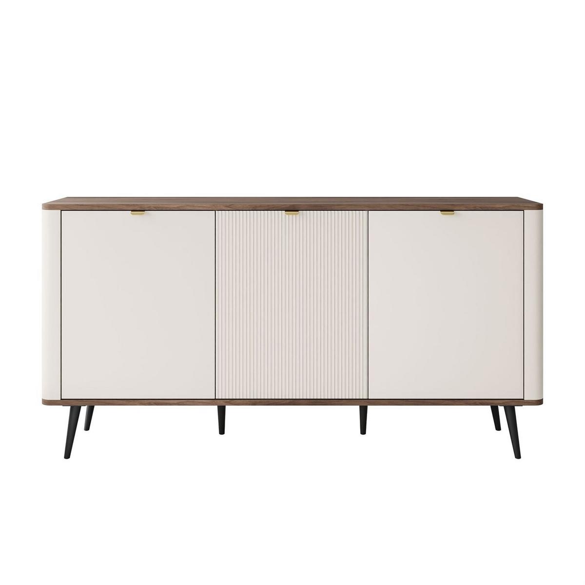 KOMMODE für das Schlafzimmer AUTUMN 3D mit geriffelter Front, Kaschmir / Nussbaum - Beige/Braun, Holzwerkstoff (160/82/40cm) - Lookway