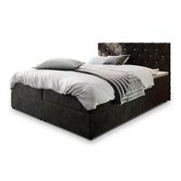 BOXBETT RIVA 200x200 cm mit Matratze und Topper, H2+H3 - Schwarz - Schwarz, Holz (200/200cm) - MASSENO