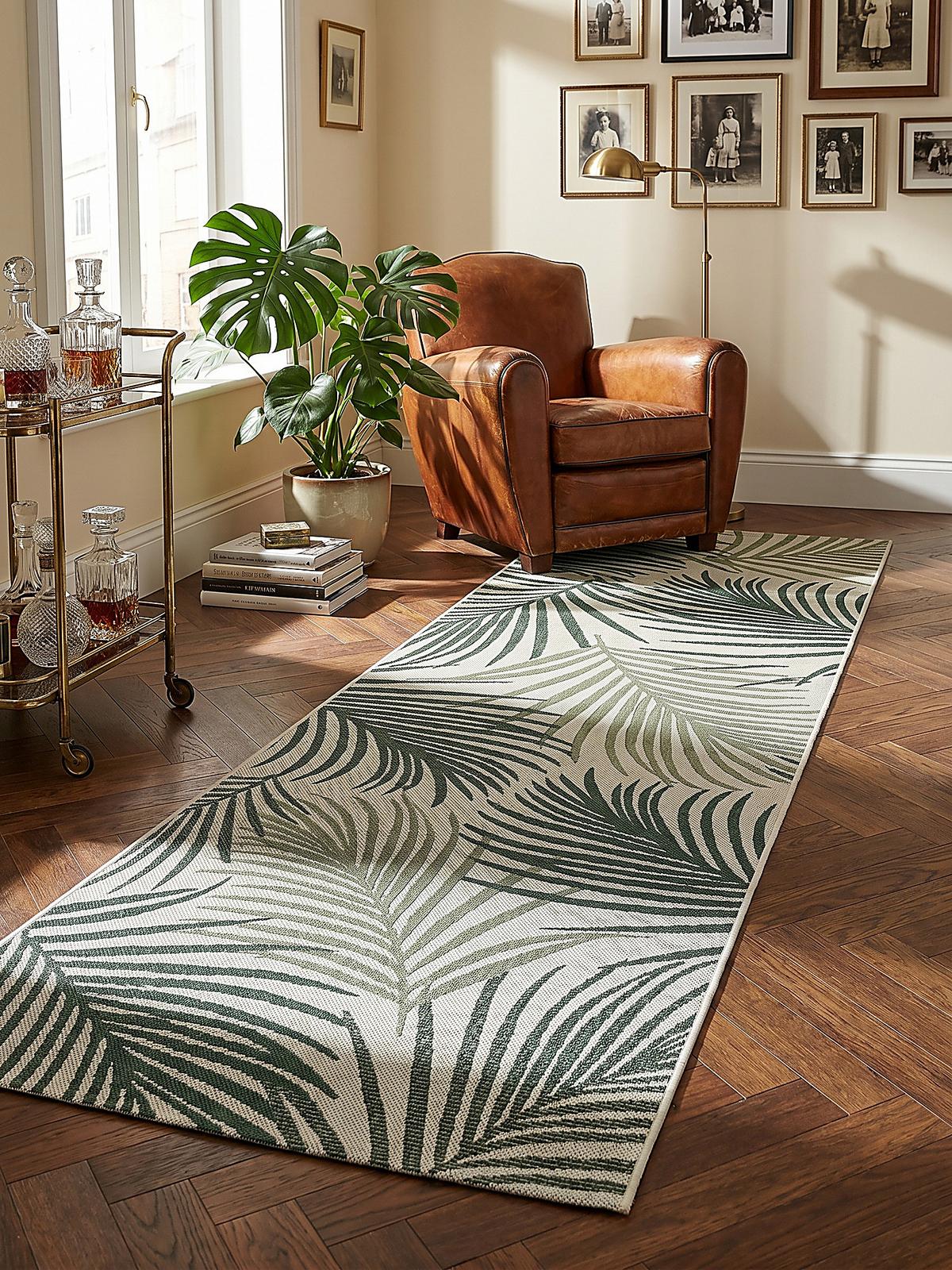 TEPPICHLÄUFER Palmblätter BORNO Polypropylen Grün 80 x 200 cm - Grün, Textil (80/200cm) - KADIMA DESIGN