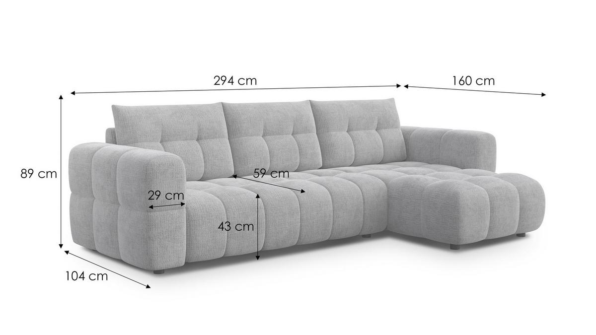 ECKSOFA CLOUDI 4-Sitzer rechts, creme - Creme/Schwarz, Holz/Textil (294/160cm) - Wozimo