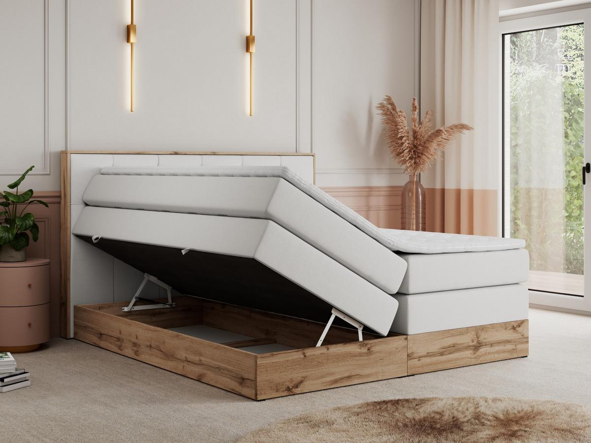 BOXSPRINGBETT VENETO KING 180/200 Weiß Kunstleder - H4 - Weiß, Holz/Textil (180/200cm) - MKS