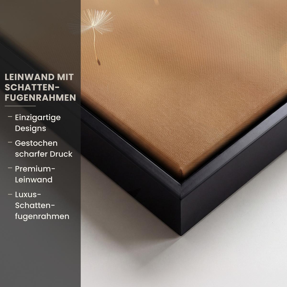 LEINWAND Bilder mit Rahmen - Löwenzahn - Beige - Natur - Blume - 40x30 - Hellbraun, Textil (40/30cm) - MuchoWow
