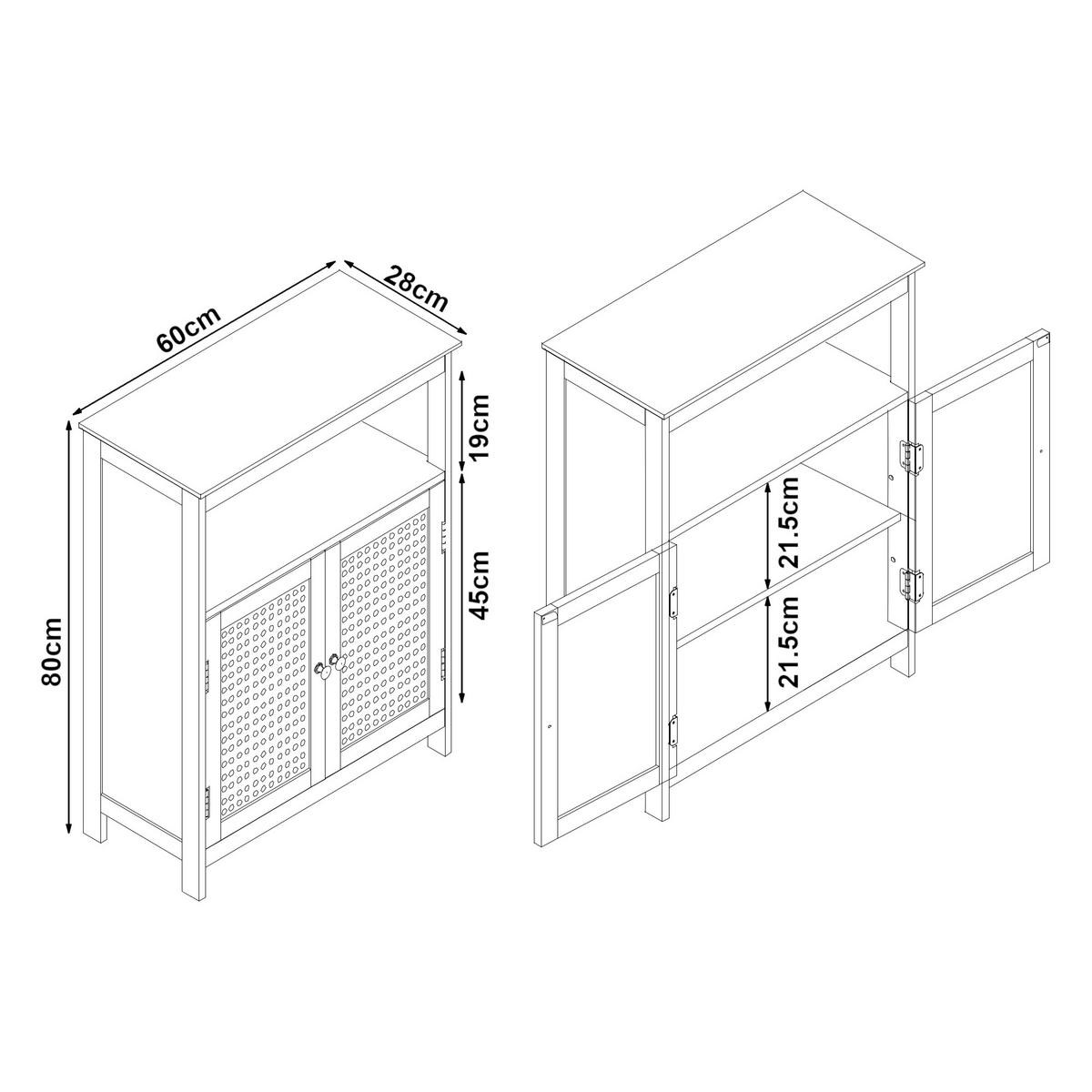 BADEZIMMERSCHRANK Karlsøy - Weiß, Holzwerkstoff (60/80/28cm) - [en.casa]