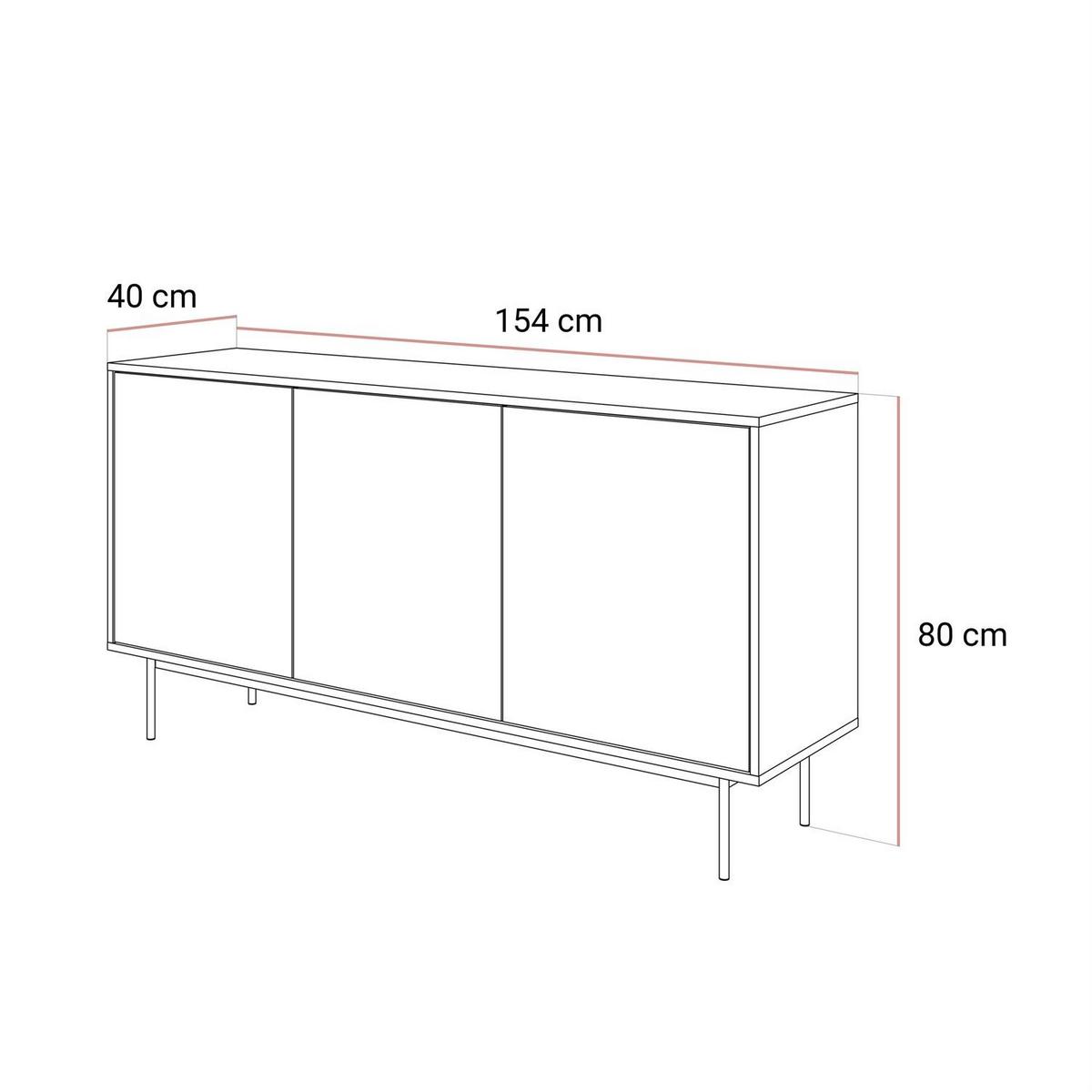 KOMMODE SANAYI Kaschmir Hochglanz mit Gestell - Kaschmir, Holzwerkstoff (154/80/40cm) - Lookway
