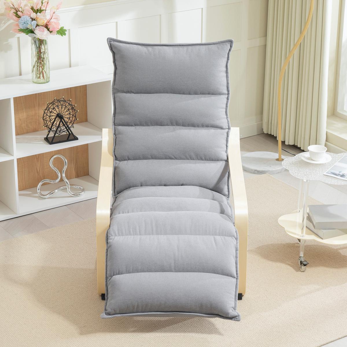 RELAXSSESSEL Sessel mit Verstellbar Fußteil, Armlehne für Wohnzimmer, Hellgrau - Hellgrau, Kunststoff (67/105/114cm) - HOMCOM