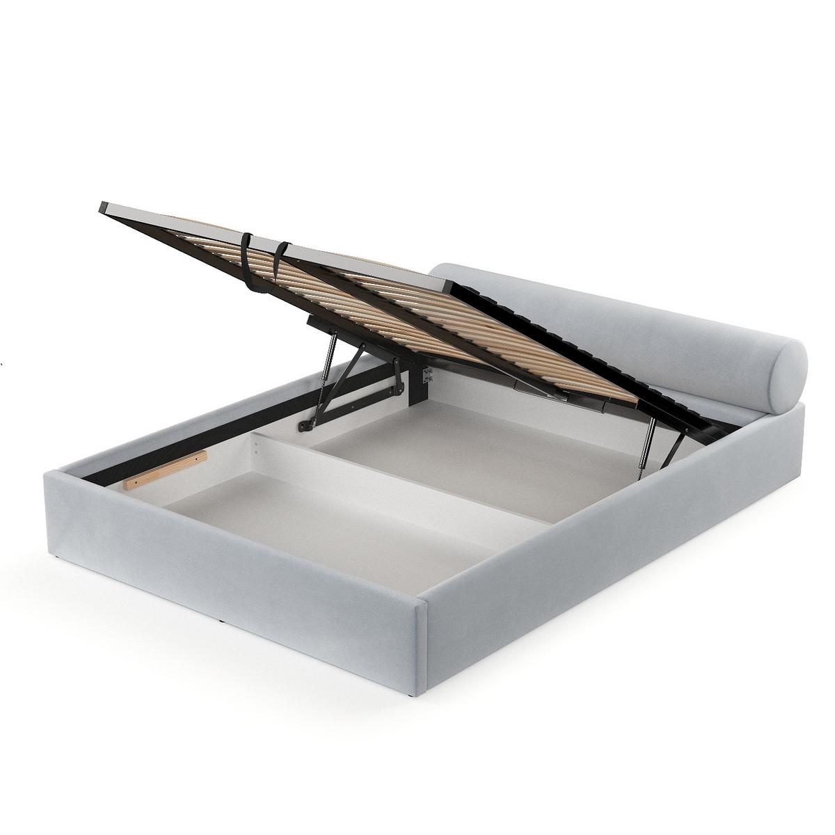 POLSTERBETT Solvo mit Stauraum 200/200 cm Hellgrau im Paros Stoff - Hellgrau/Schwarz, Holz/Holzwerkstoff (200/200cm) - AltaBeds