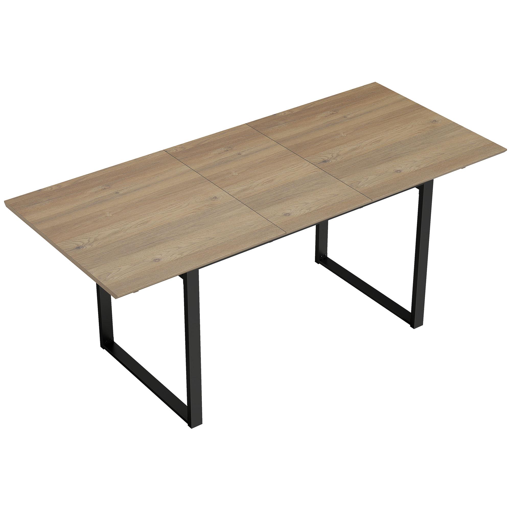 AUSZIEHBARER-ESSTISCH MDF Stahl Naturholz - Schwarz/Naturfarben, Holzwerkstoff/Metall (180/80/75cm) - HOMCOM